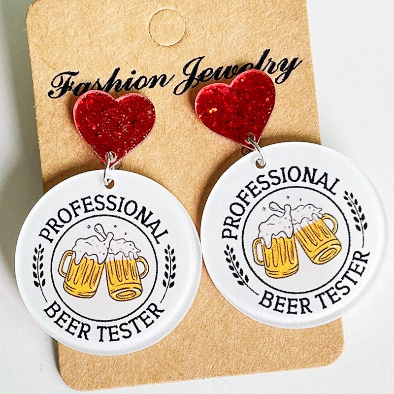 Wholesale Christmas Acrylic Red Wine Beer Party Santa Hat Lightning Boots Earrings