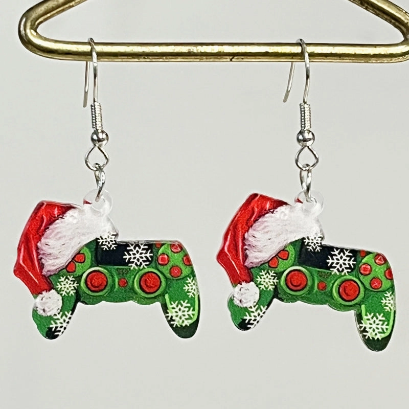 Wholesale Christmas Acrylic Red Wine Beer Party Santa Hat Lightning Boots Earrings