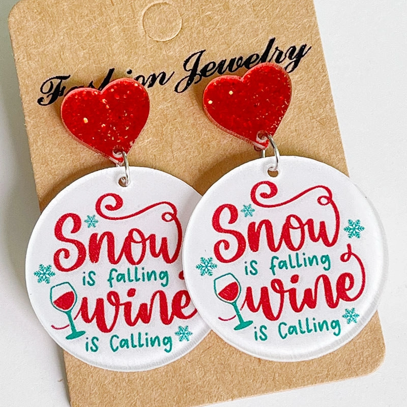 Wholesale Christmas Acrylic Red Wine Beer Party Santa Hat Lightning Boots Earrings
