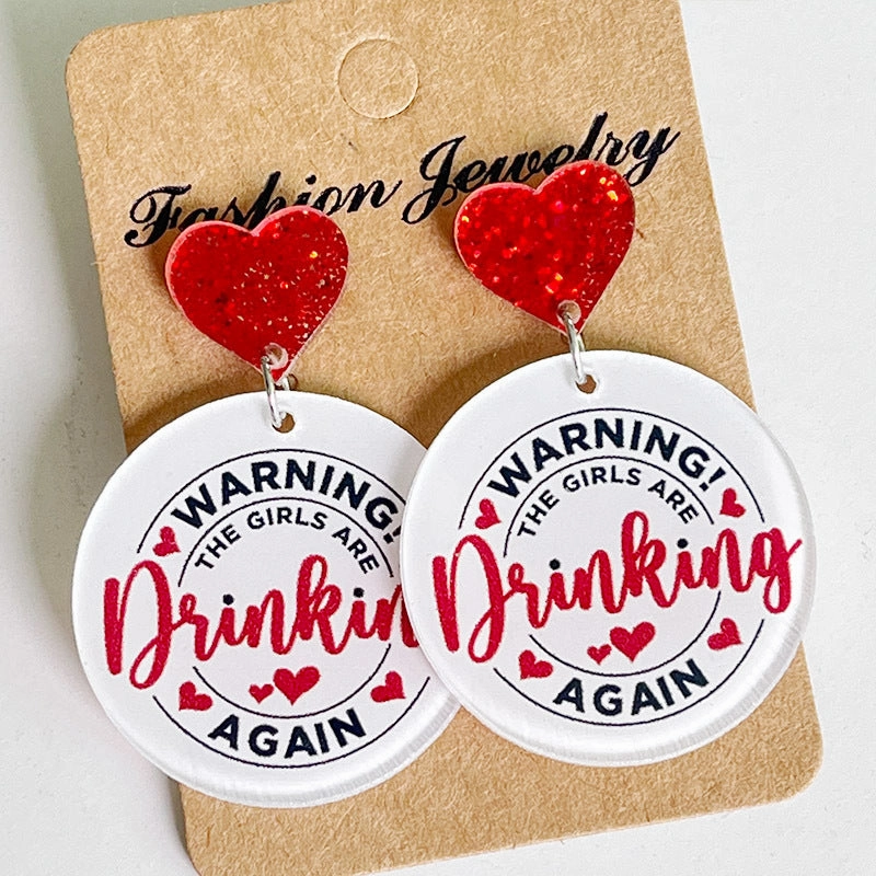 Wholesale Christmas Acrylic Red Wine Beer Party Santa Hat Lightning Boots Earrings