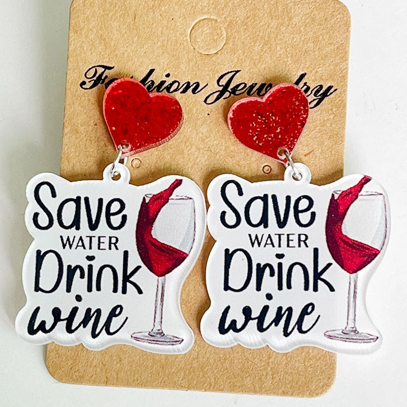 Wholesale Christmas Acrylic Red Wine Beer Party Santa Hat Lightning Boots Earrings