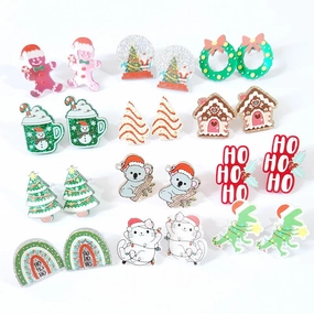 Wholesale Christmas Acrylic Stud Earrings