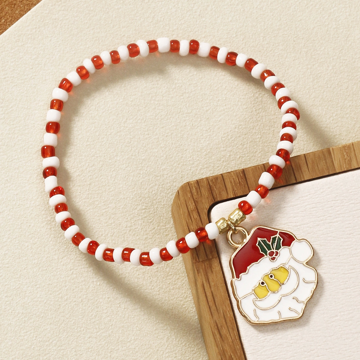 Wholesale Christmas Beaded Gloves Elastic Rope Rice Beads Christmas Tree Boots Pendant Bracelet