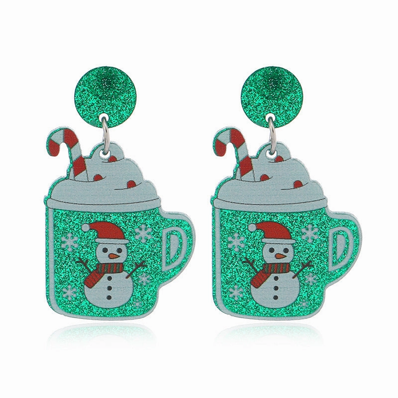 Wholesale Christmas Beer Mug Rainbow Christmas Tree Acrylic Earrings