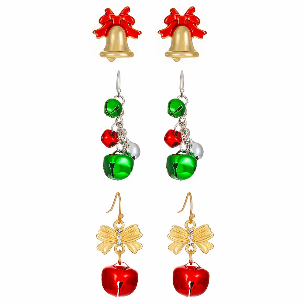 Wholesale Christmas Bell Old Man Christmas Tree Alloy Earrings