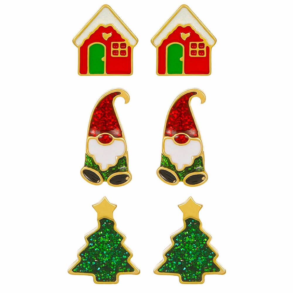 Wholesale Christmas Bell Old Man Christmas Tree Alloy Earrings