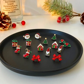 Wholesale Christmas Bell Old Man Christmas Tree Alloy Earrings