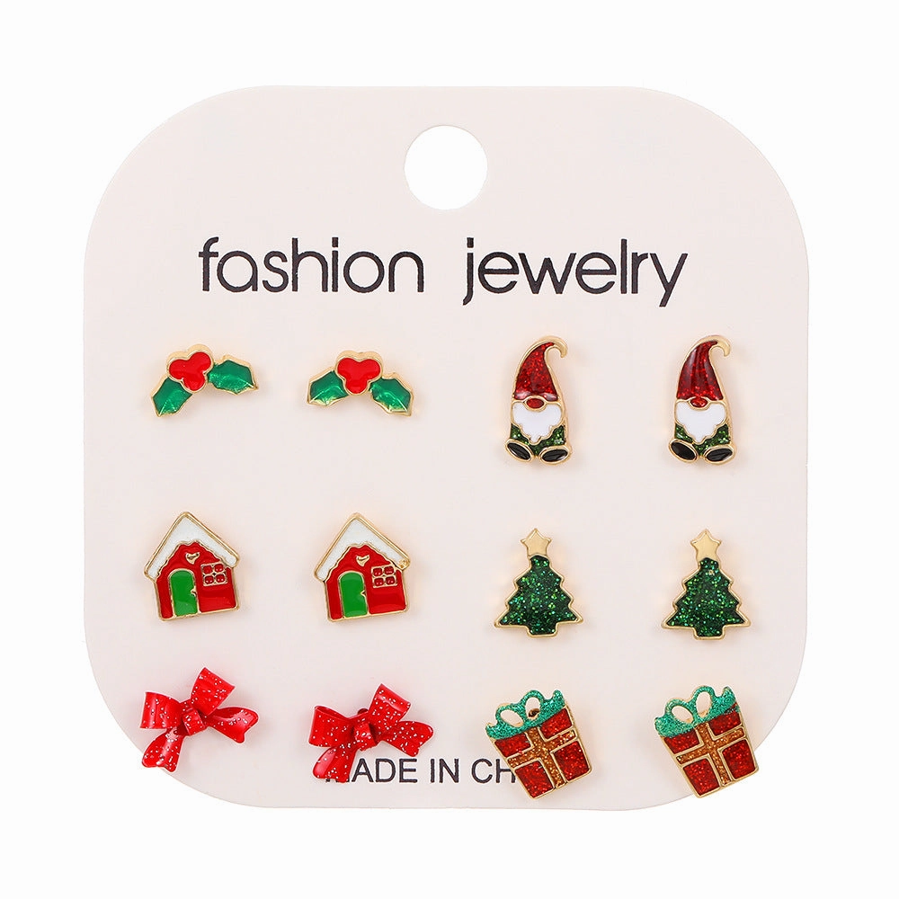 Wholesale Christmas Bell Old Man Christmas Tree Alloy Earrings