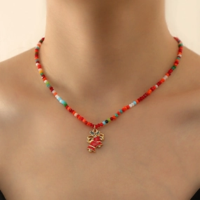 Wholesale Christmas Bells Christmas Tree Metal Crystal Beaded Necklace