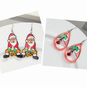 Wholesale Christmas Bells Santa Claus Acrylic Earrings