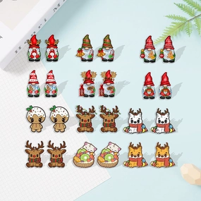 Wholesale Christmas Biscuit Man Elk Resin Earrings