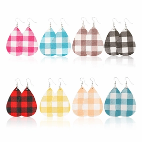 Wholesale Christmas Black and Red Plaid Earrings