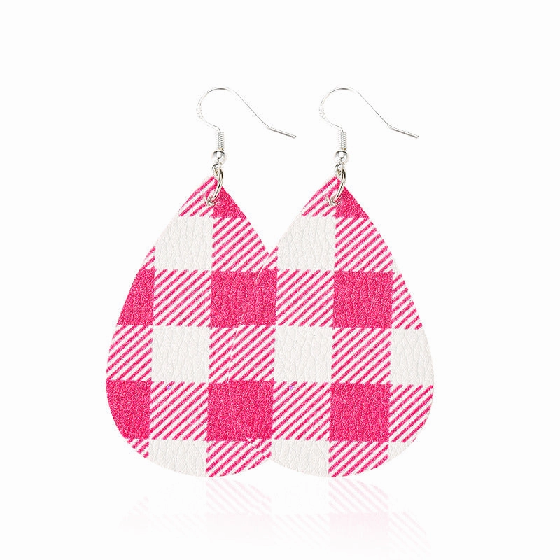 Wholesale Christmas Black and Red Plaid Earrings