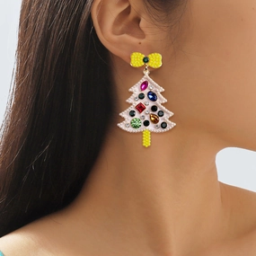 Wholesale Christmas Bows, Oil Drops, Diamonds, Christmas Trees, Zinc Alloy Earrings