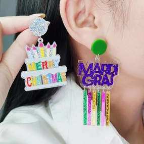 Wholesale Christmas Cake Christmas Tree Acrylic Earrings