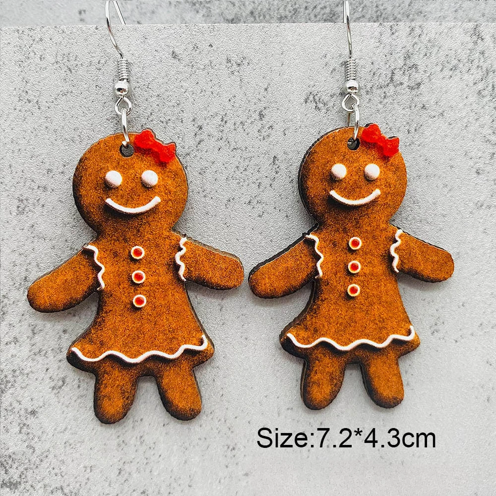 Wholesale Christmas Candy Cane Cane Wooden Earrings