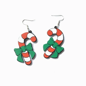 Wholesale Christmas Candy Cane Earrings