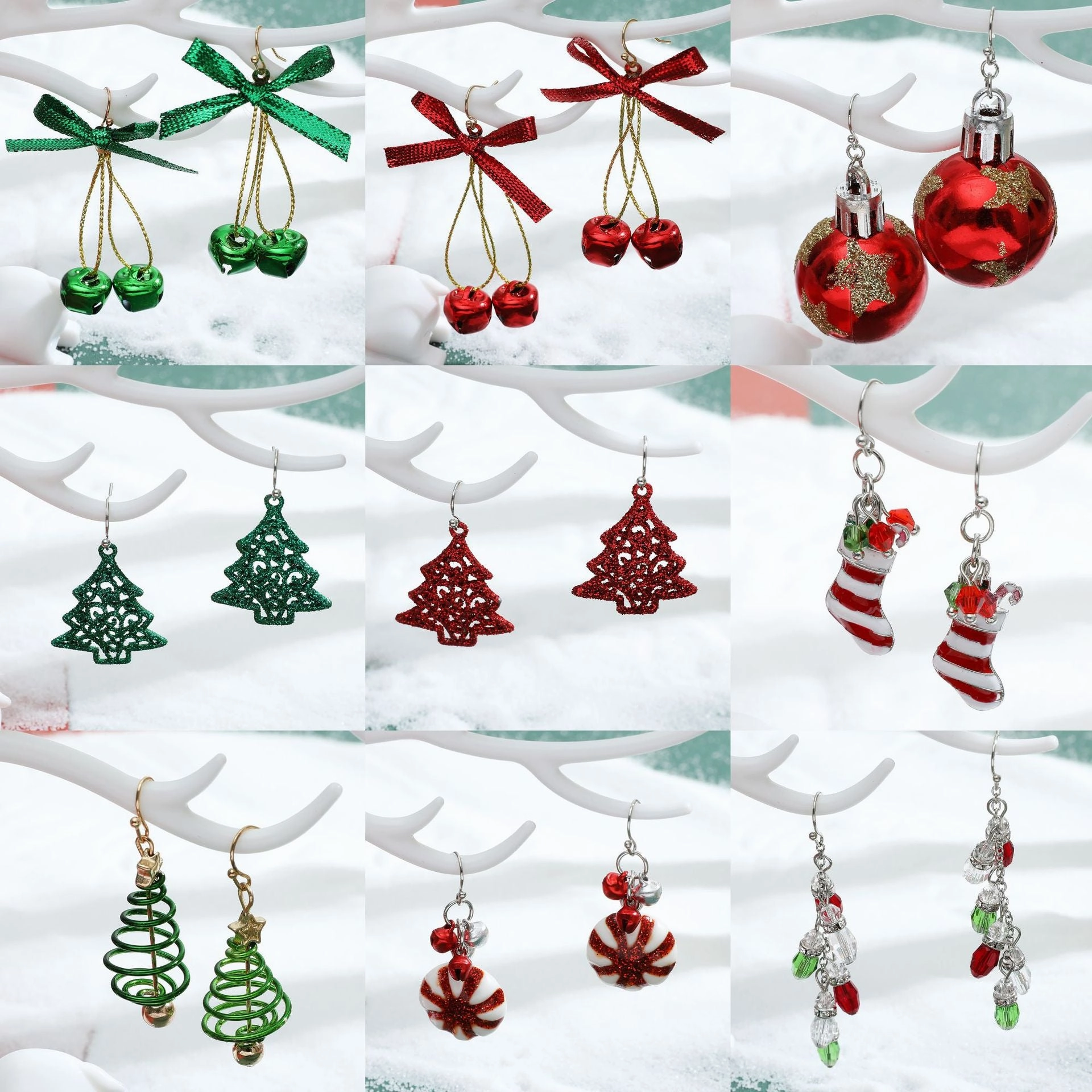 Wholesale Christmas Candy Christmas Tree Bell Alloy Earrings