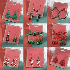 Wholesale Christmas Candy Christmas Tree Bell Alloy Earrings