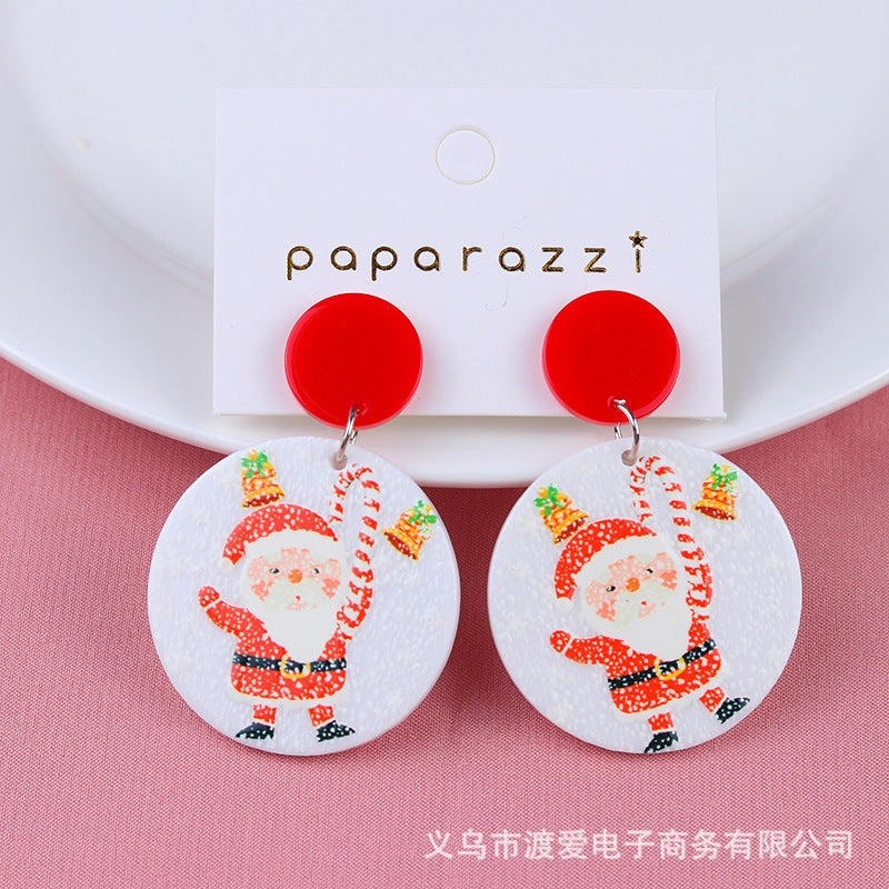 Wholesale Christmas Cartoon Bells Christmas Tree Socks Acrylic Earrings