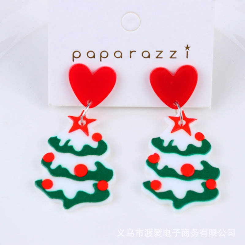 Wholesale Christmas Cartoon Bells Christmas Tree Socks Acrylic Earrings