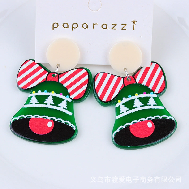 Wholesale Christmas Cartoon Bells Christmas Tree Socks Acrylic Earrings