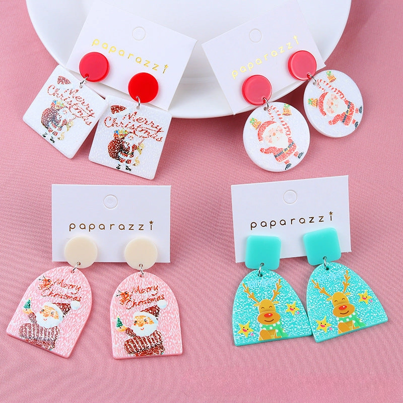 Wholesale Christmas Cartoon Bells Christmas Tree Socks Acrylic Earrings