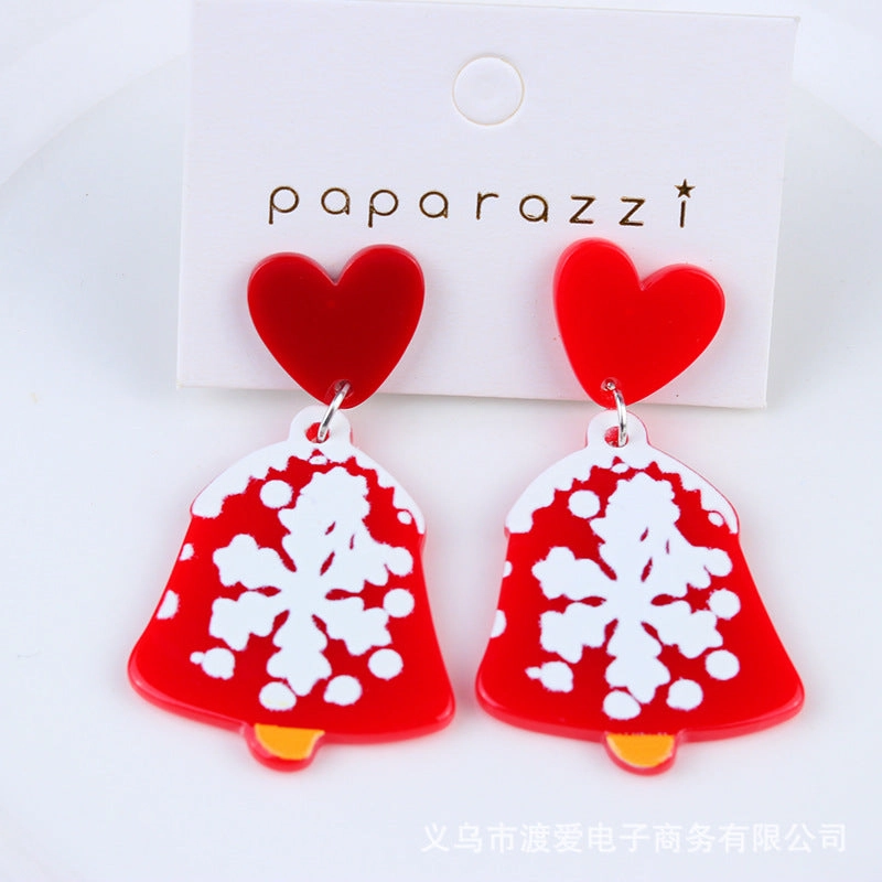 Wholesale Christmas Cartoon Bells Christmas Tree Socks Acrylic Earrings