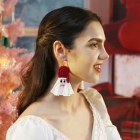 Wholesale Christmas Cartoon Bohemian Tassel Braided Handmade Earrings