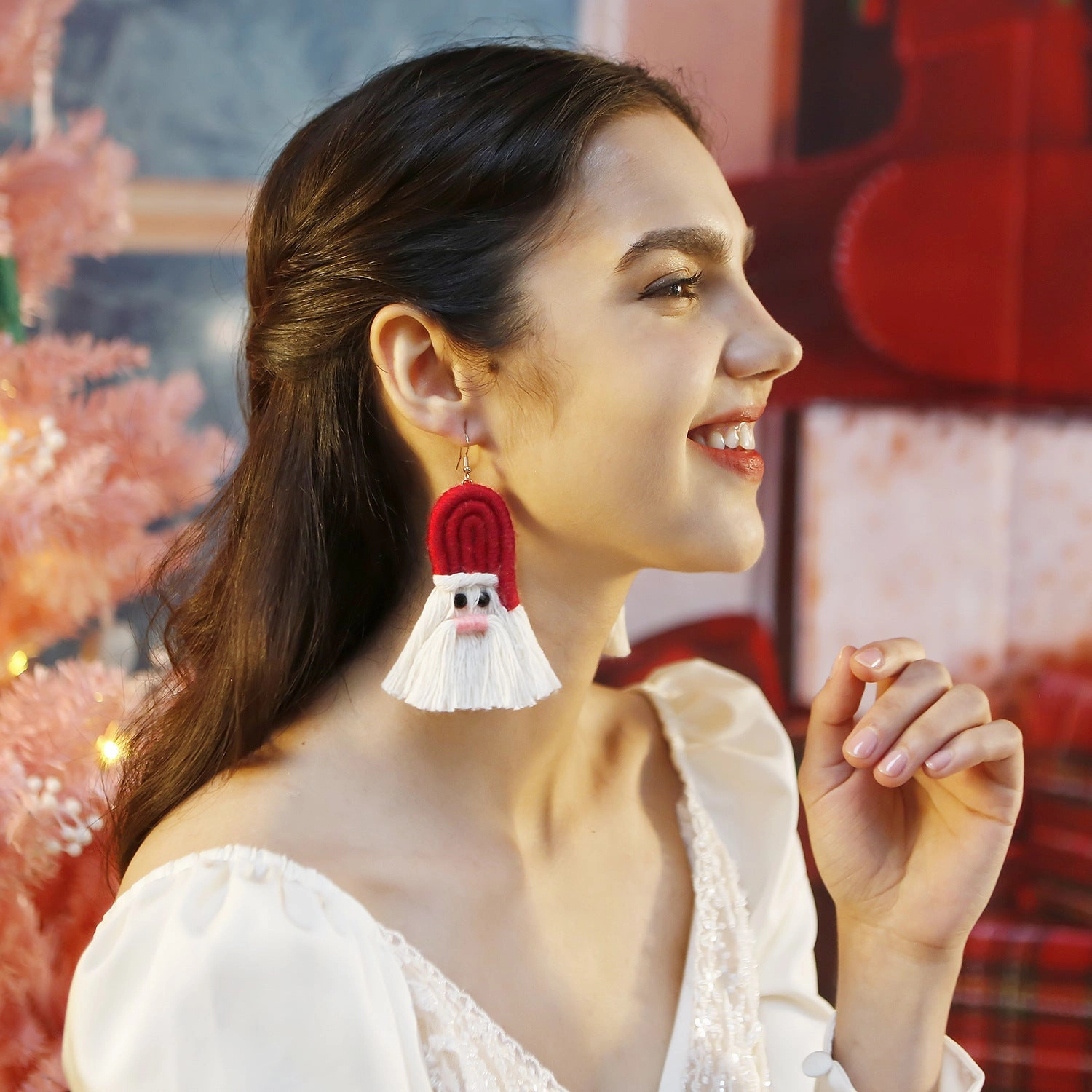 Wholesale Christmas Cartoon Bohemian Tassel Braided Handmade Earrings