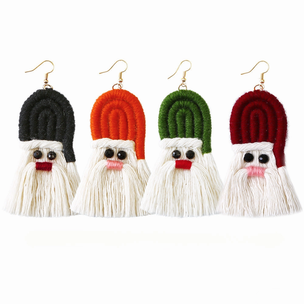 Wholesale Christmas Cartoon Bohemian Tassel Braided Handmade Earrings