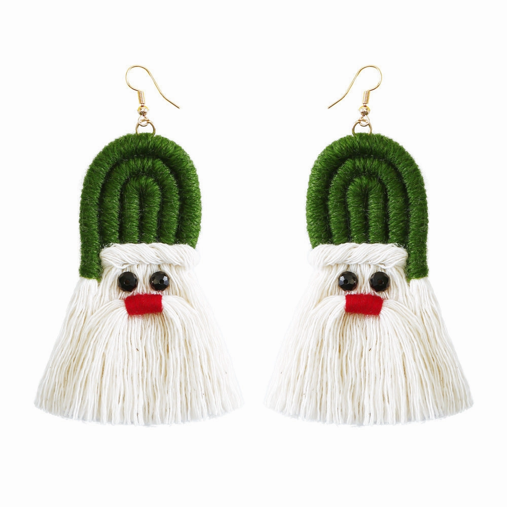 Wholesale Christmas Cartoon Bohemian Tassel Braided Handmade Earrings