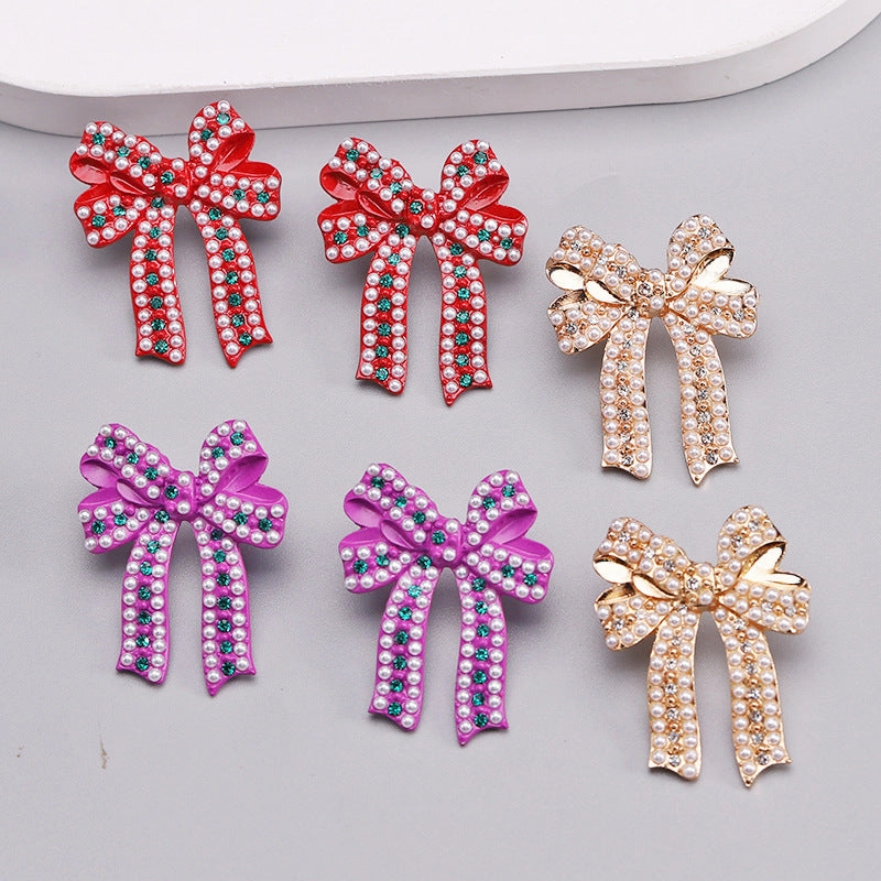 Wholesale Christmas Cartoon Bow Earrings