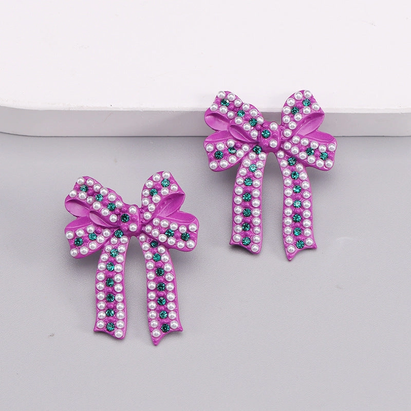 Wholesale Christmas Cartoon Bow Earrings