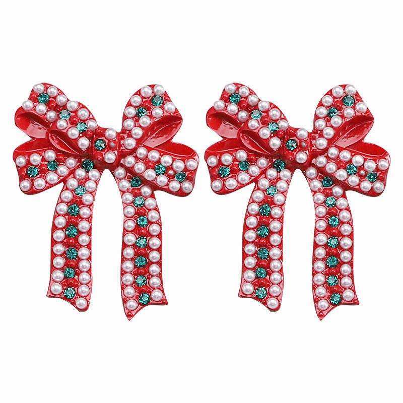Wholesale Christmas Cartoon Bow Earrings