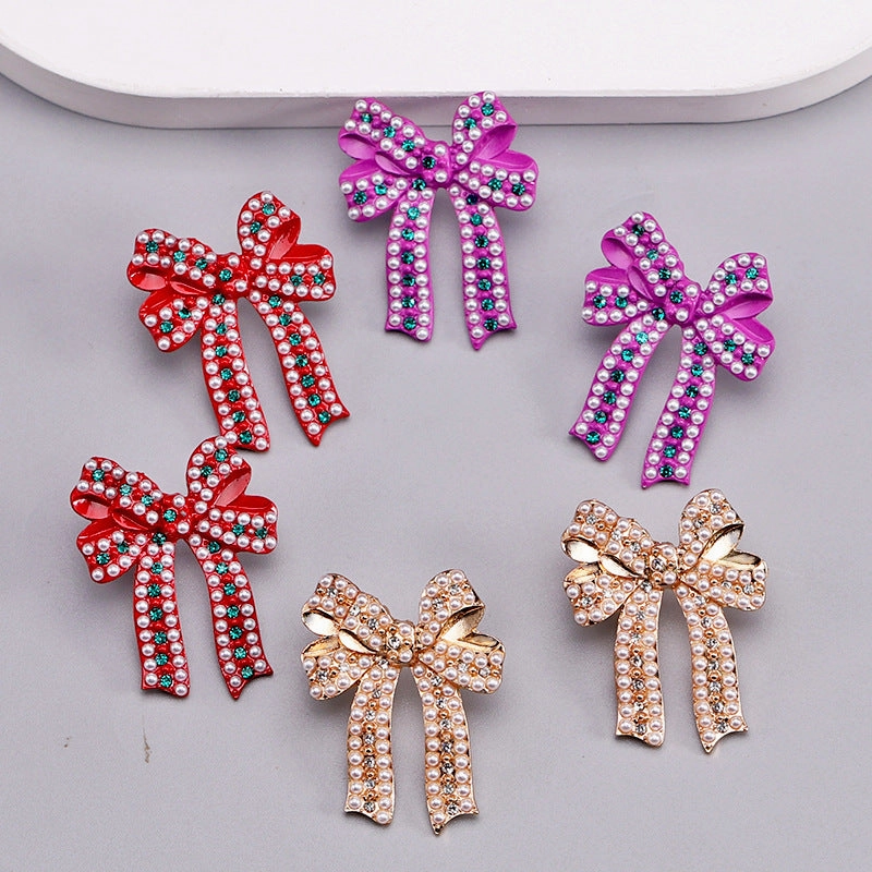 Wholesale Christmas Cartoon Bow Earrings