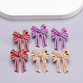 Wholesale Christmas Cartoon Bow Earrings