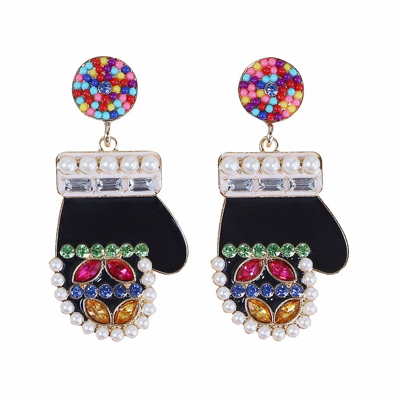 Wholesale Christmas Cartoon Faceless Doll Red Guard Diamond Earrings