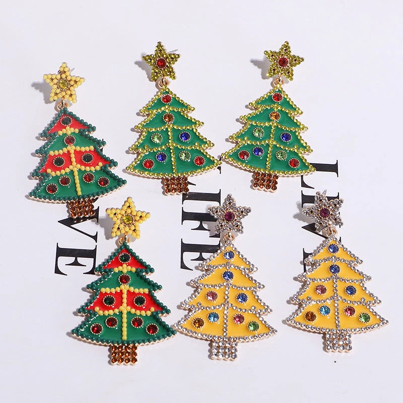 Wholesale Christmas Cartoon Faceless Doll Red Guard Diamond Earrings