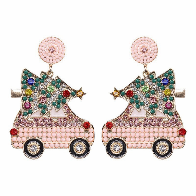 Wholesale Christmas Cartoon Faceless Doll Red Guard Diamond Earrings