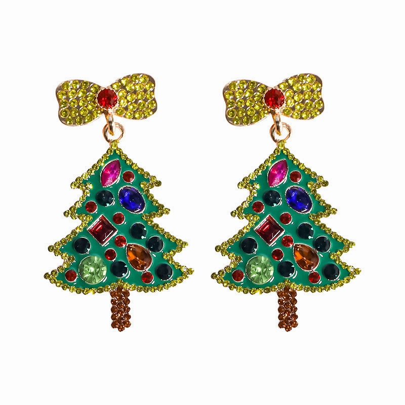 Wholesale Christmas Cartoon Faceless Doll Red Guard Diamond Earrings
