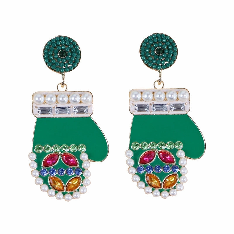 Wholesale Christmas Cartoon Faceless Doll Red Guard Diamond Earrings