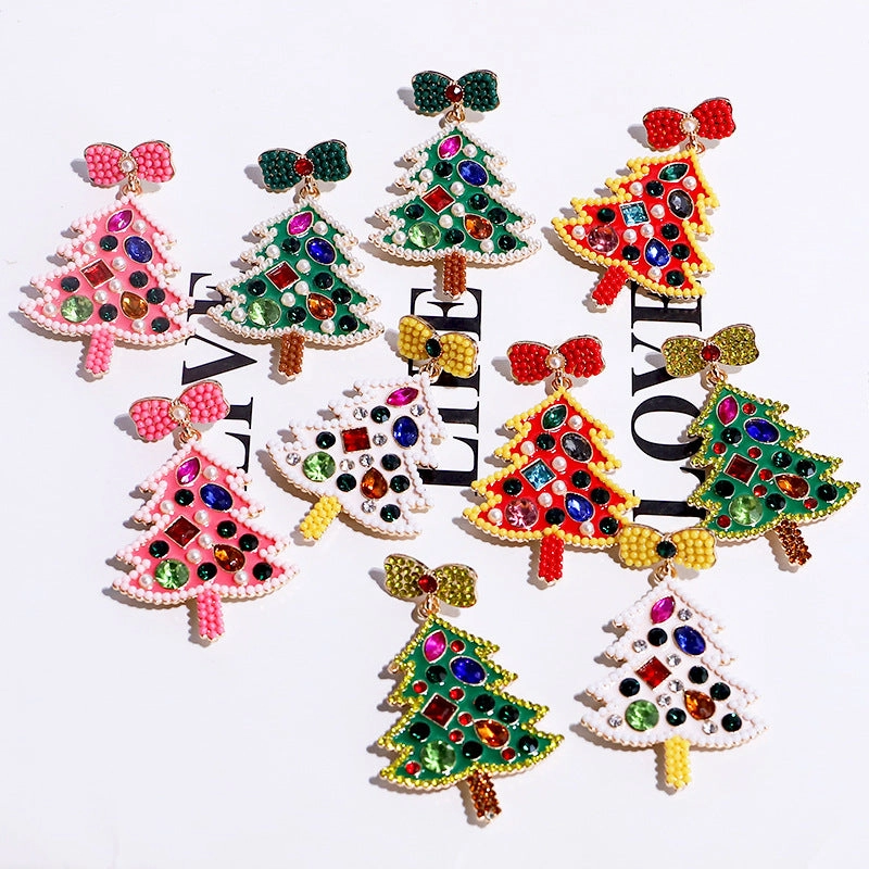Wholesale Christmas Cartoon Faceless Doll Red Guard Diamond Earrings