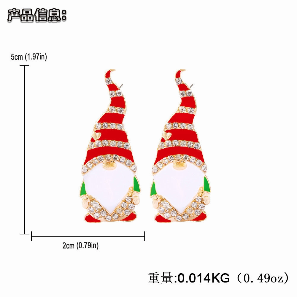 Wholesale Christmas Cartoon Faceless Doll Red Guard Diamond Earrings