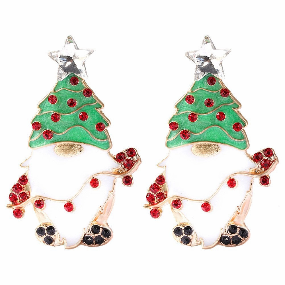 Wholesale Christmas Cartoon Faceless Doll Red Guard Diamond Earrings
