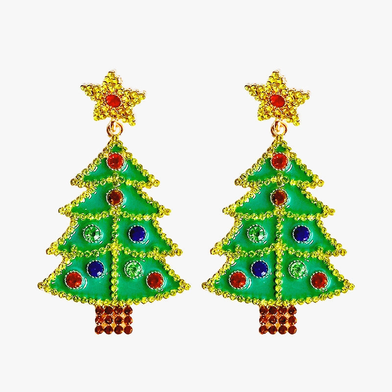 Wholesale Christmas Cartoon Faceless Doll Red Guard Diamond Earrings