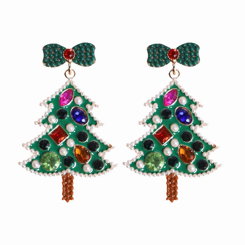 Wholesale Christmas Cartoon Faceless Doll Red Guard Diamond Earrings