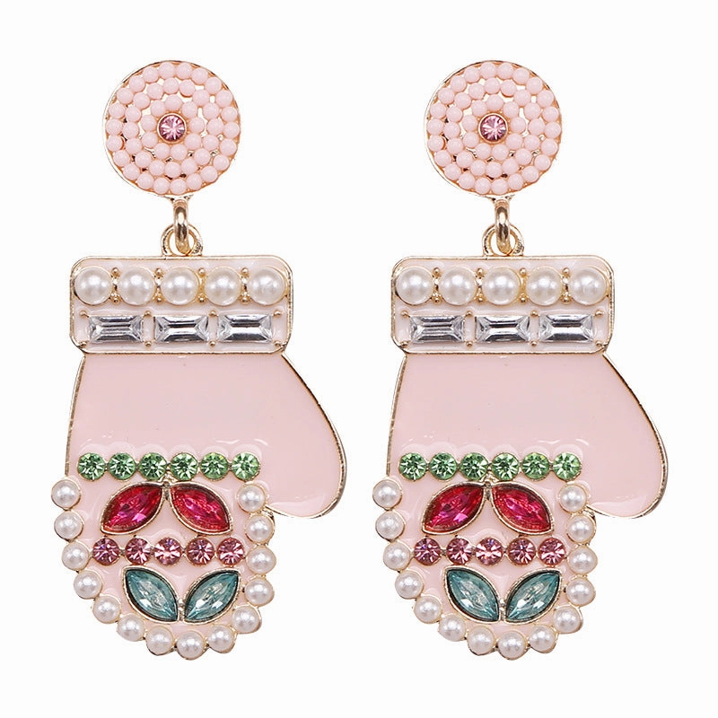 Wholesale Christmas Cartoon Faceless Doll Red Guard Diamond Earrings