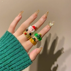 Wholesale Christmas Cartoon Resin Rings