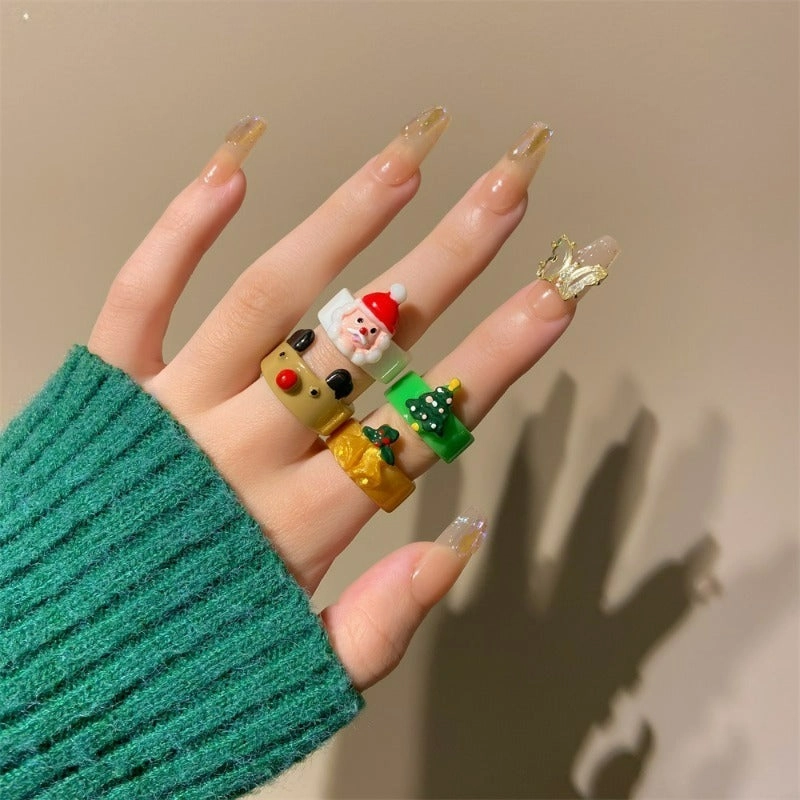 Wholesale Christmas Cartoon Resin Rings